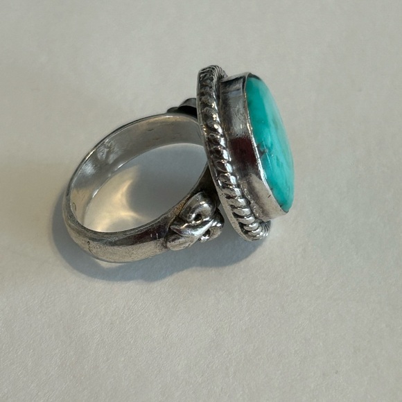 Sterling Silver 925 Turquoise ring Native American vintage Turquoise ring Size 6 - Picture 3 of 8